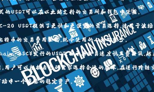 USTD（Tether）是一种与美元挂钩的稳定币，主要用于加密货币交易和转账。在加密货币生态系统中，USDT有几种不同的形式，主要包括以下几种：

1. **ERC-20 USDT**：基于以太坊网络发行的USDT。这种形式的USDT可以在以太坊支持的交易所和钱包中使用。

2. **TRC-20 USDT**：基于波场（Tron）网络发行的USDT。TRC-20 USDT提供了更快和更便宜的交易选择，适用于波场生态系统内的转账和交易。

3. **OMNI USDT**：最早在比特币网络上发行的USDT。由于比特币的交易费用较高，现今使用的人相对较少。

4. **BEP-20 USDT**：基于币安智能链（Binance Smart Chain, BSC）发行的USDT。由于其交易速度快且费用低，越来越多的用户选择使用BEP-20 USDT。

这些不同形式的USDT可以在各种交易平台和钱包中进行使用，用户可以根据自己的需求选择合适的版本。在进行跨链交易时，用户需确保目的网站或钱包支持所选择的USDT版本。 

这四种形式的USDT都与1:1的美元挂钩，使其成为加密货币市场中一个重要的稳定资产。